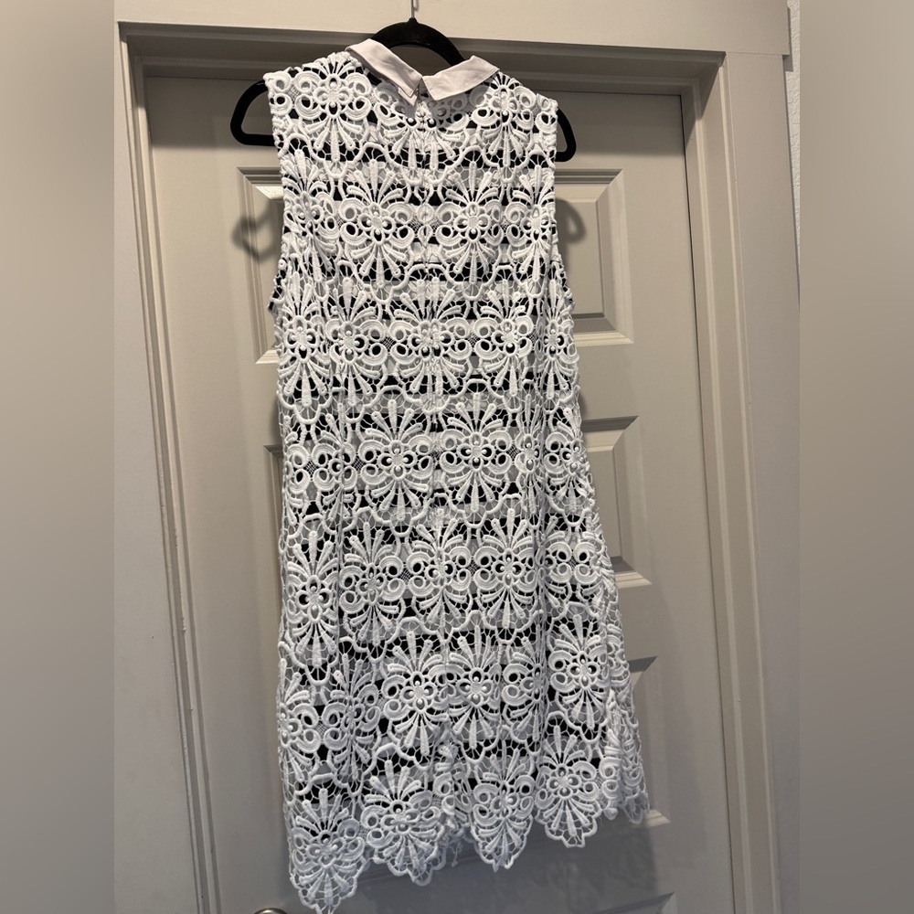 Adrianna Papell White Floral Lace Mini Dress